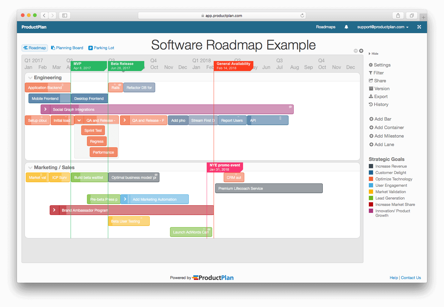 Software Roadmap Template